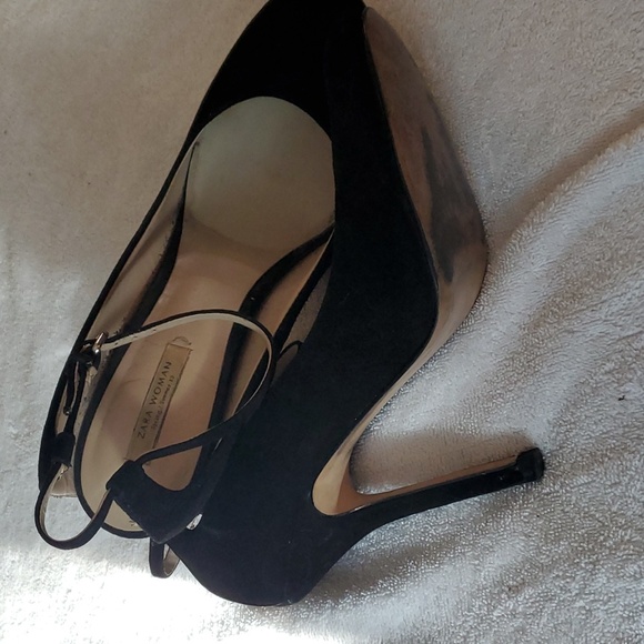 Zara Dating black open back suede heels - Picture 3 of 14